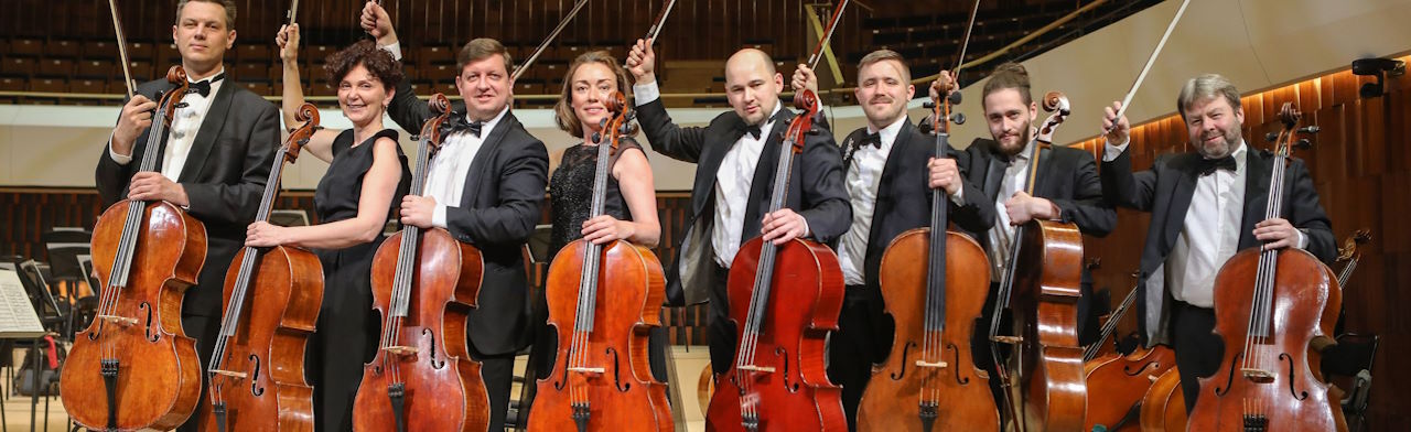 Rockin' Cellos. Хиты зарубежного рока для 10 виолончелей Фото афиши Rockin' Cellos. Хиты зарубежного рока для 10 виолончелей.