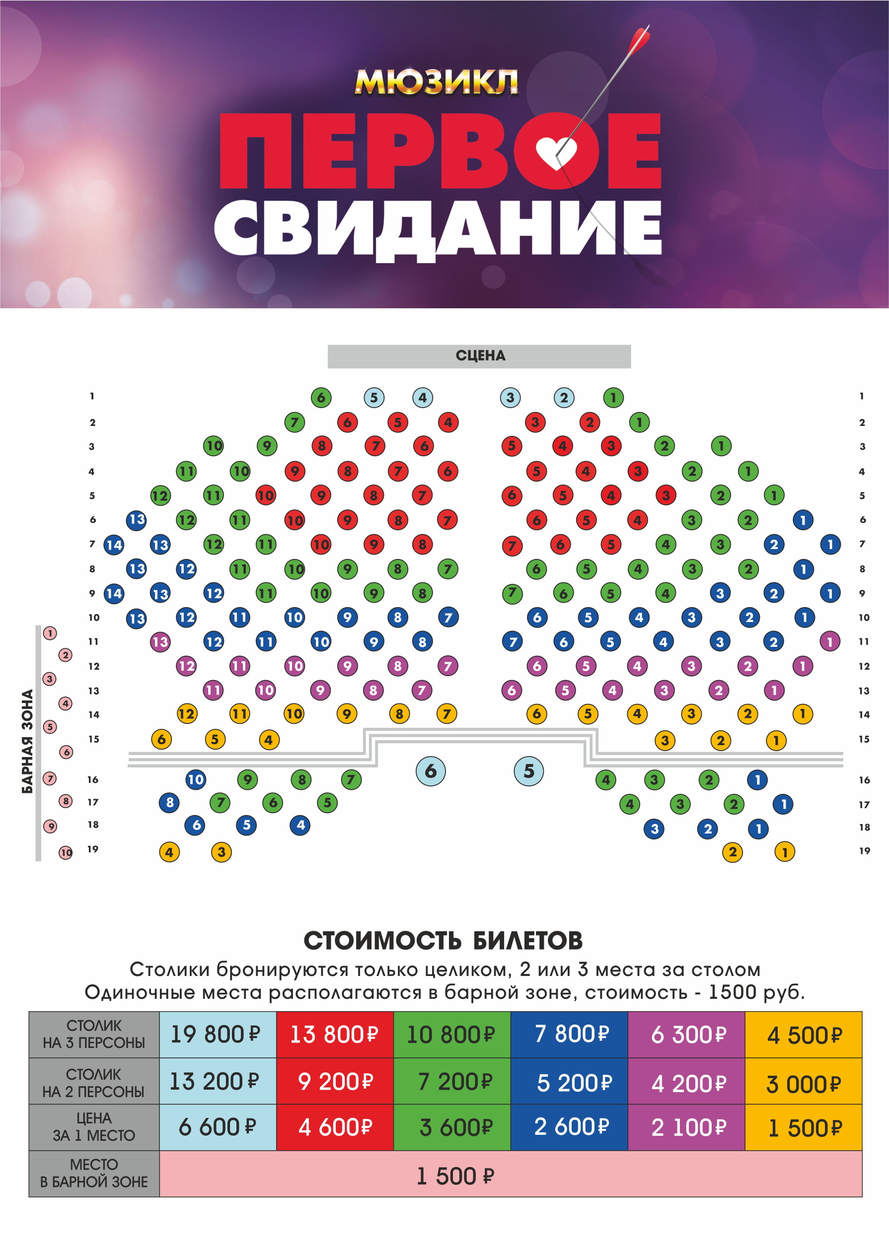 Схема зала для Первое Свидание. Новогодняя версия Схема зала для Первое Свидание. Новогодняя версия