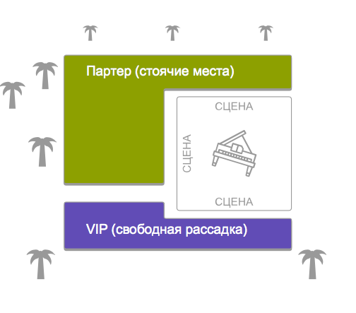 Схема зала для Теона Контридзе. Flower of love. Концерт в оранжерее Схема зала для Теона Контридзе. Flower of love. Концерт в оранжерее