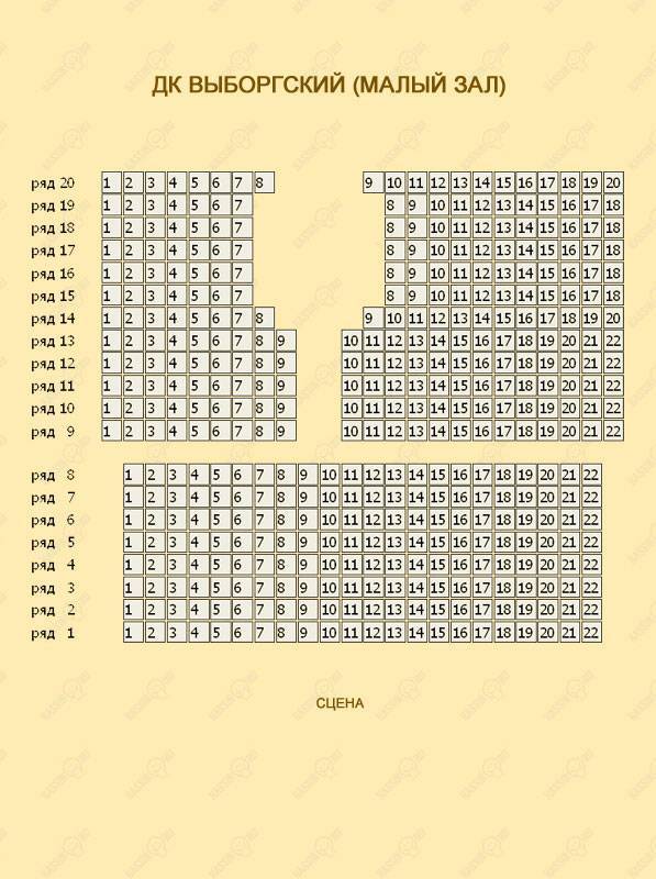 Дк выборгский малый зал схема зала с местами