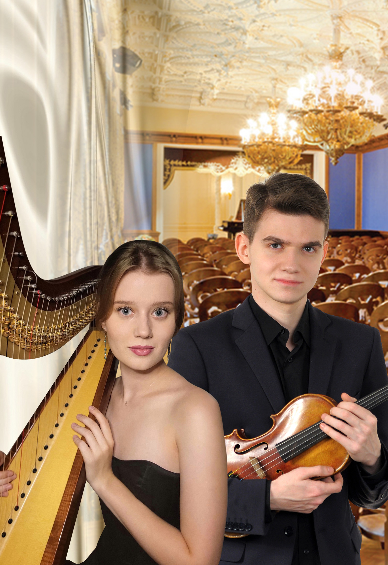 «Вечера в Английском зале». А. Соломкина (арфа), А. Зубенко (скрипка)